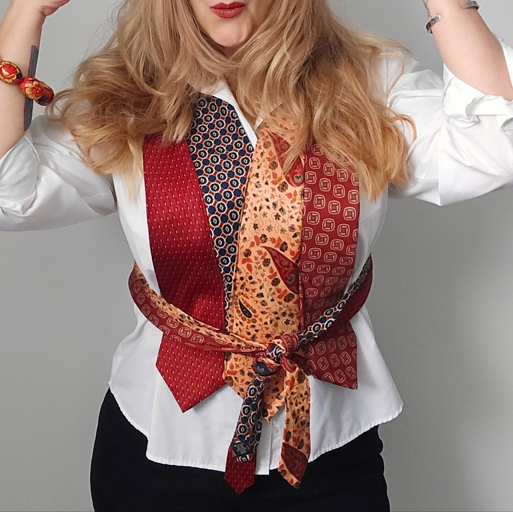 Refashioned Vintage Necktie Halter Vest 👔 ♻️